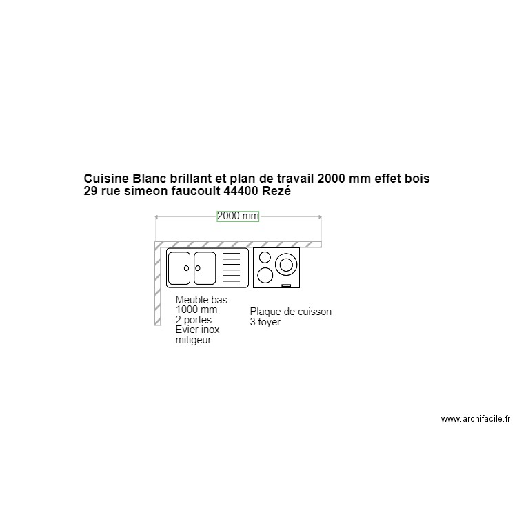 Cuisine meuble bas + plaque. Plan de 0 pièce et 0 m2