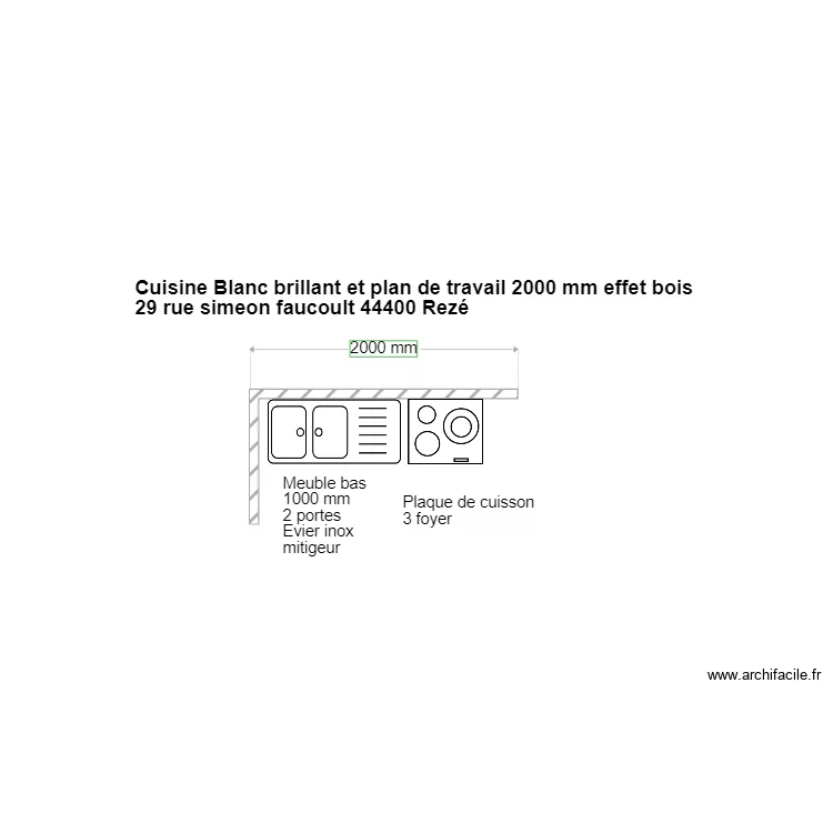 Cuisine meuble bas + plaque. Plan de Cuisine meuble bas + plaque. Plan de