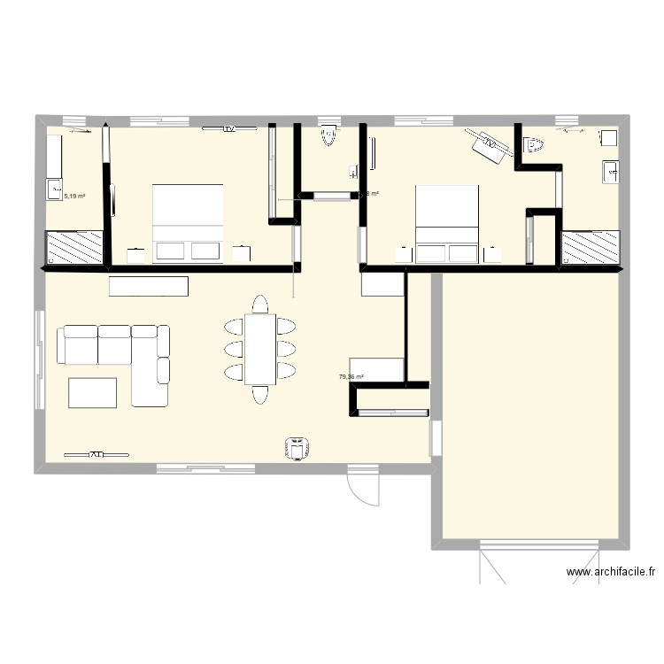 maison couzeix 2. Plan de 3 pièces et 125 m2