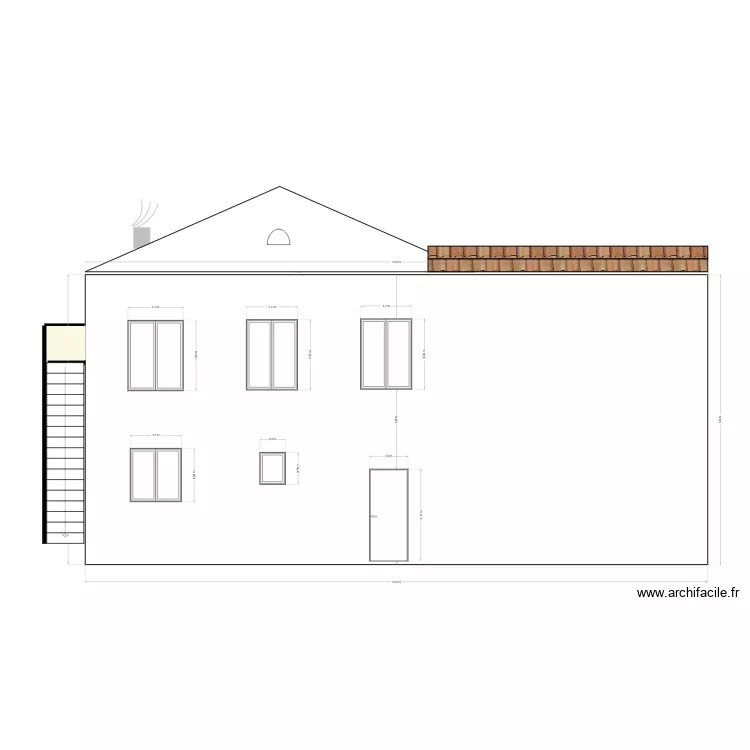 fa&ccedil;ade Ouest projet. Plan de 