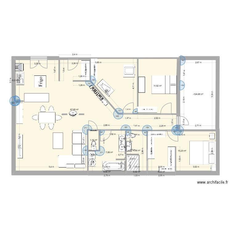 MAISON v4. Plan de 11 pièces et 122 m2
