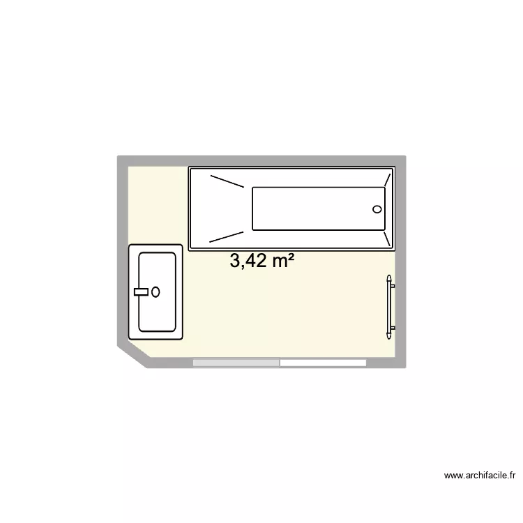 LETOMBE. Plan de 1 pièce et 3 m²