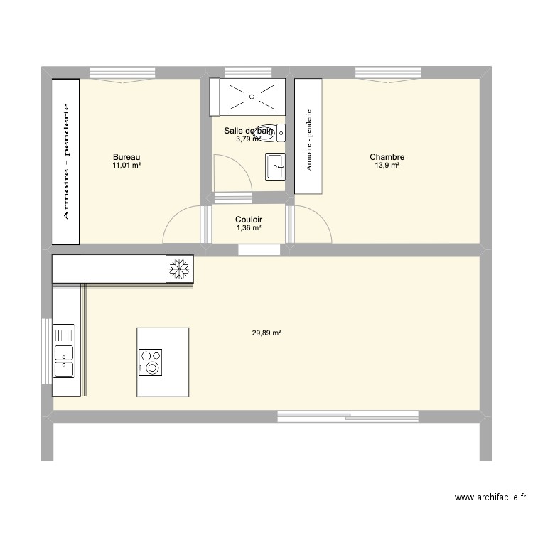 FINAL CASA . Plan de 5 pièces et 60 m2