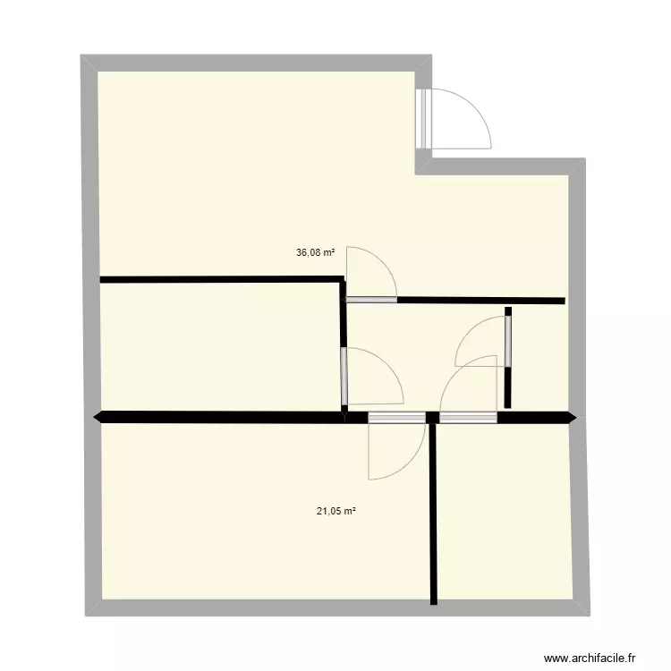 Odile 1. Plan de 2 Pièces et 57 m² Odile 1. Plan de 2 Pièces et 57 m²