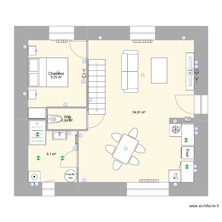 Projet Loc. Plan de 10 pièces et 103 m2