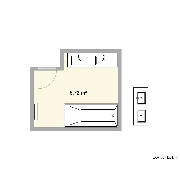 Salle de bain. Plan de 1  et 6 m²