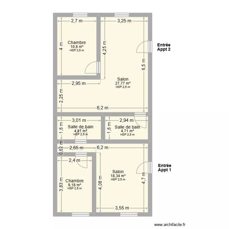 Lombardie - Rdc gauche. Plan de 6 pièces et 76 m² Lombardie - Rdc gauche. Plan de 6 pièces et 76 m²
