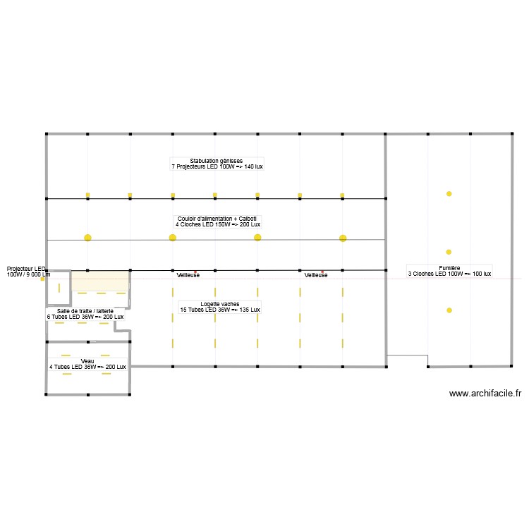 Eclairage hangar. Plan de 0 pièce et 0 m2