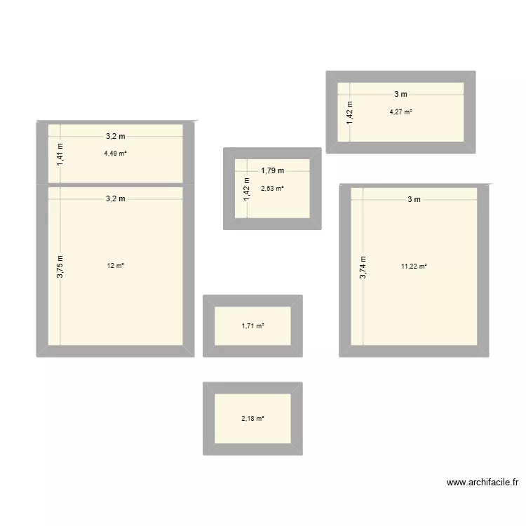 R2 ff. Plan de 7 Pièces et 38 m²