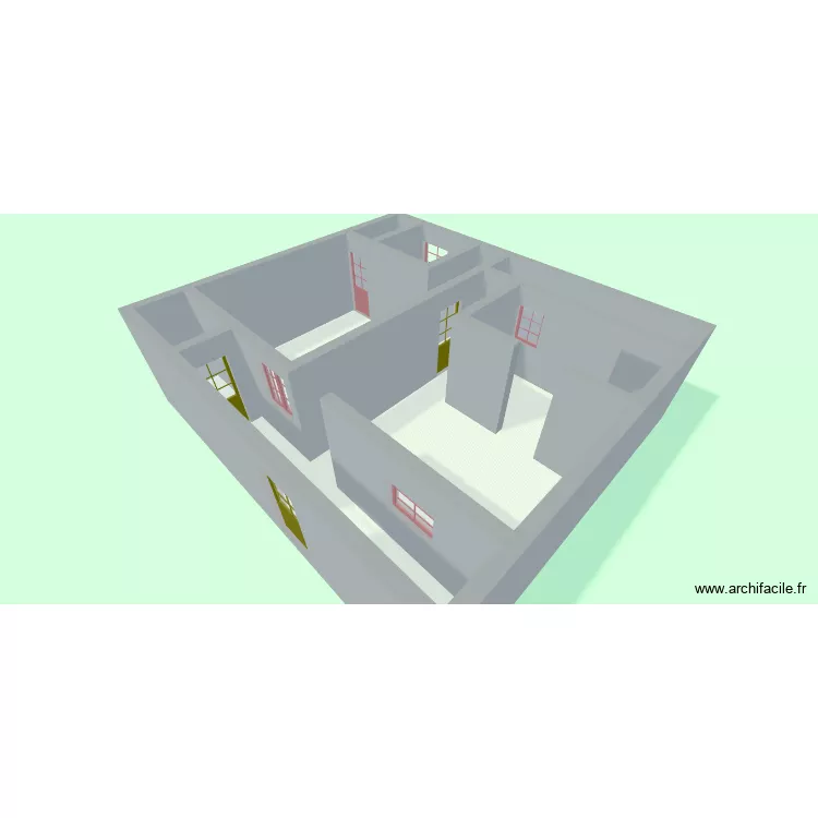 plan 2 chambre salon deux douche. Plan de 5 pièces et 62 m²