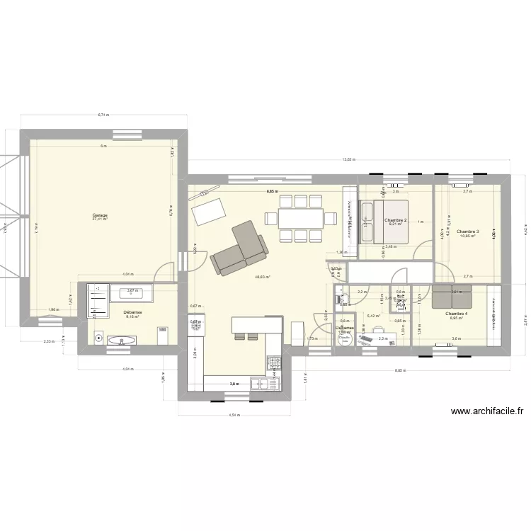 Maison r&ecirc;ve. Plan de 9 Pièces et 132 m²