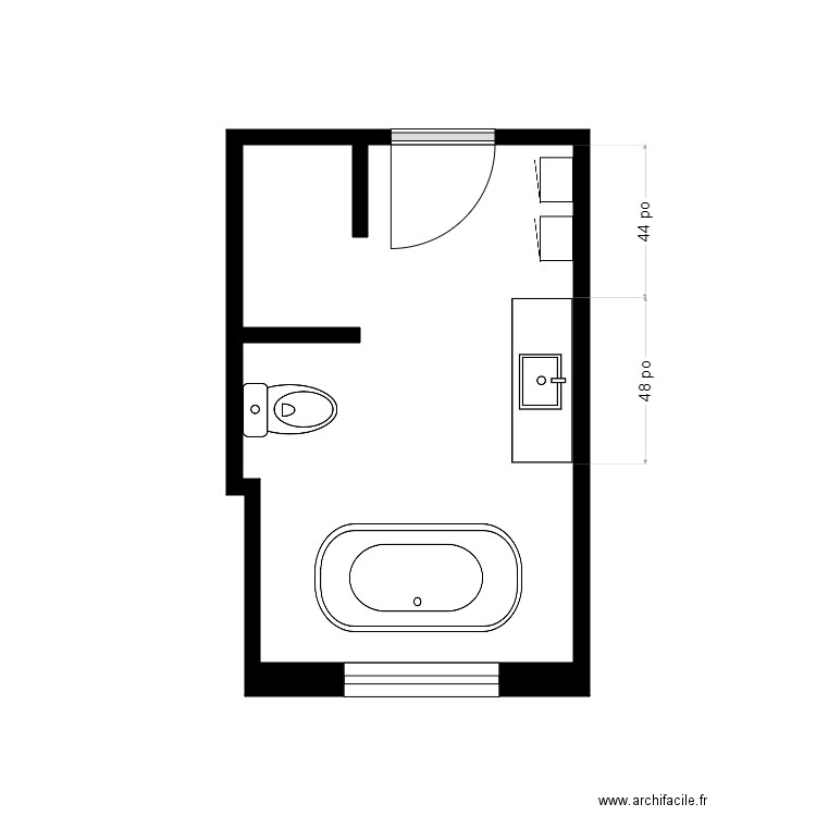 karine bertrand sdb1. Plan de 1 pièce et 9 m2