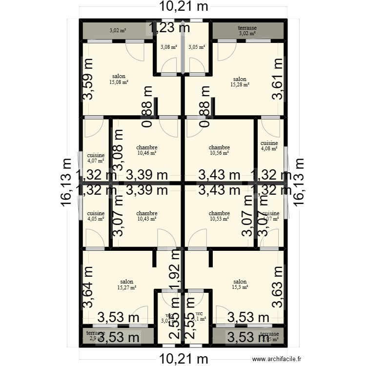 studios 2. Plan de 20 pièces et 143 m2