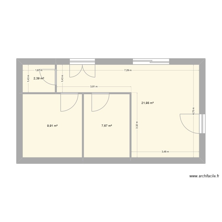 aurelie maison. Plan de 4 pièces et 42 m2
