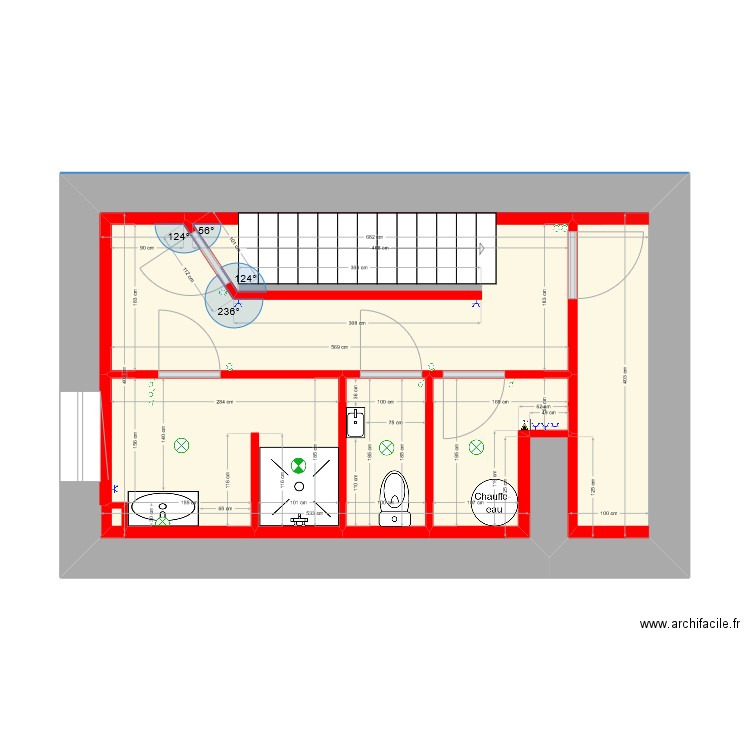 étage. Plan de 6 pièces et 46 m2