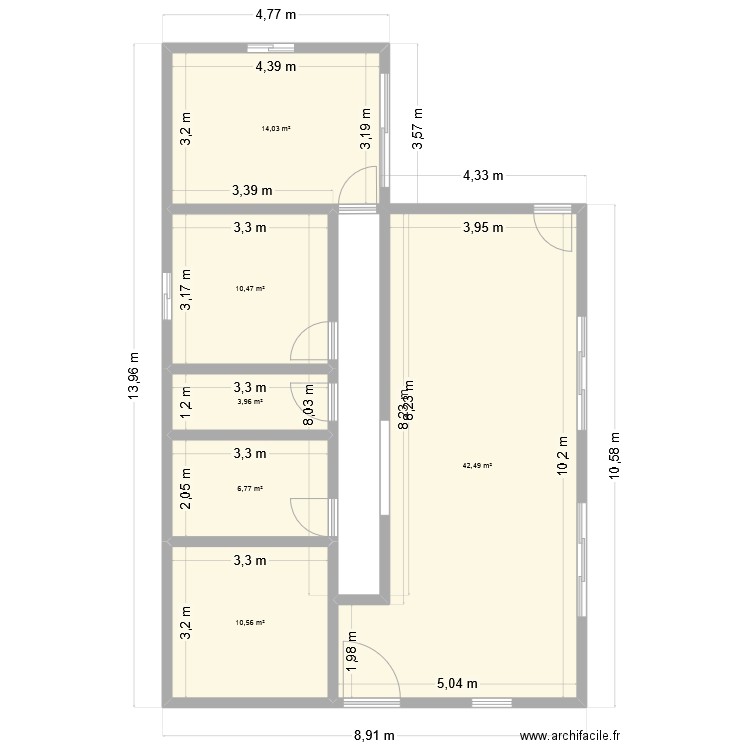 plan test. Plan de 6 pièces et 88 m2