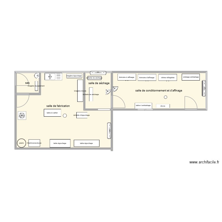 agrandissement labo. Plan de 4 pièces et 43 m2
