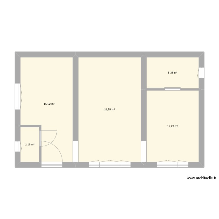 maison. Plan de 5 pièces et 57 m2