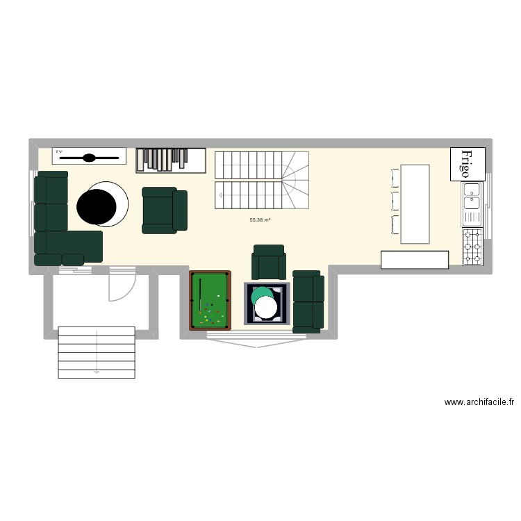 maison moderne. Plan de 1 pièce et 55 m2