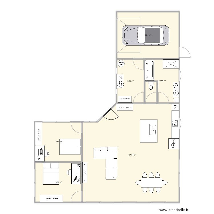 maison lili. Plan de 6 pièces et 136 m2