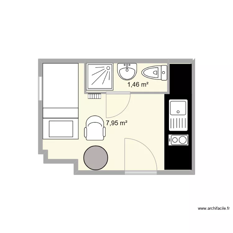 RDC-MTT. Plan de 2  et 9 m²