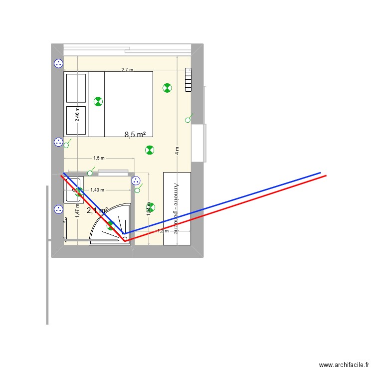 LECEA. Plan de 2 pièces et 11 m2