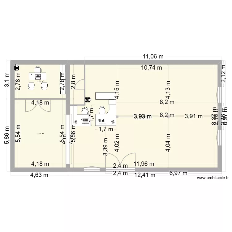 Magasin Langogne r&eacute;am&eacute;nag&eacute;. Plan de 