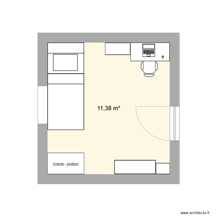 Chambre Alexis 2. Plan de 1 pièce et 11 m2