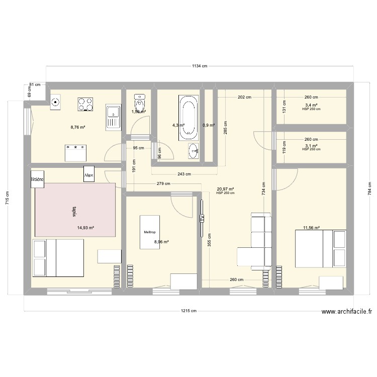 reims. Plan de 10 pièces et 78 m2