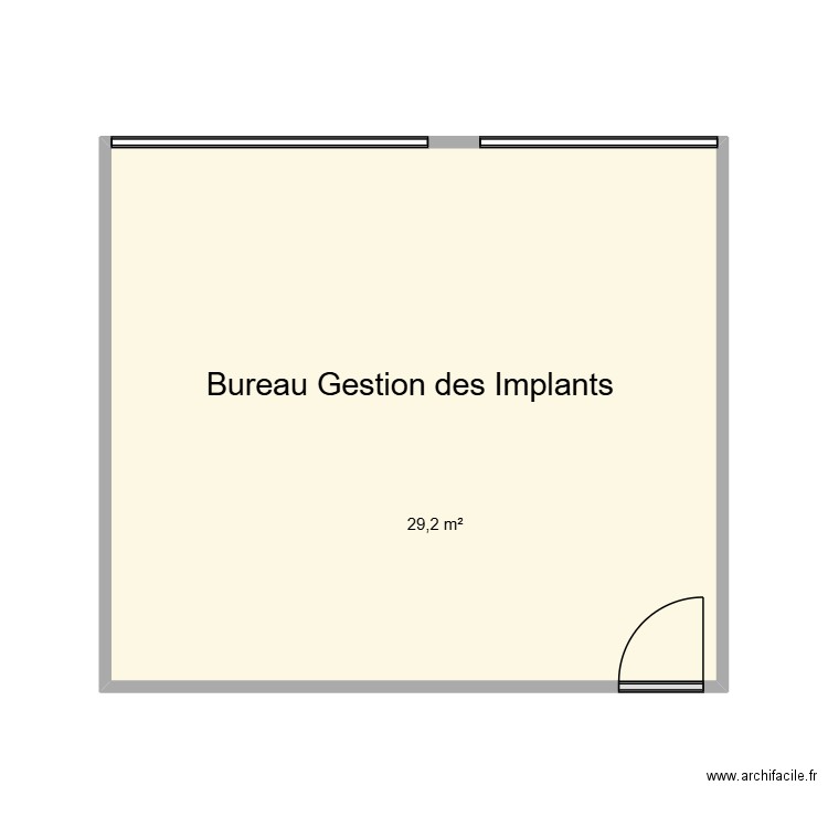 Bureau Gestion des Implants CHU Helora Mons Kennedy. Plan de 1 pièce et 29 m2