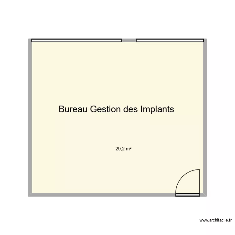 Bureau Gestion des Implants CHU Helora Mons Kennedy. Plan de 1 pièce et 29 m²