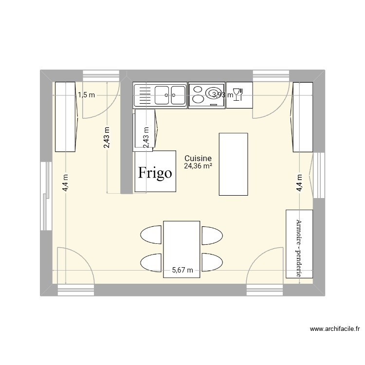 Future cuisine s&eacute;jour. Plan de 0 pièce et 0 m2