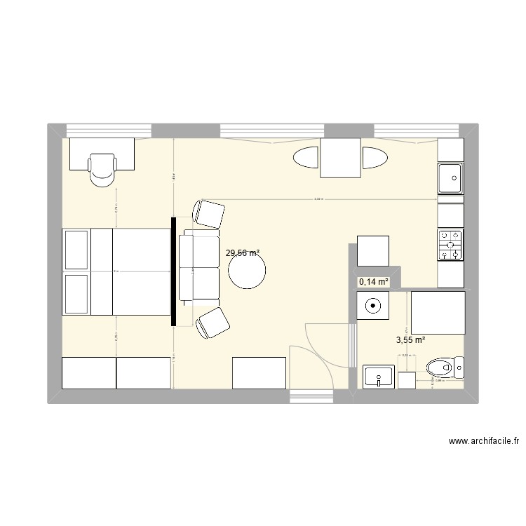 Mieszkanie Szklarska. Plan de 3 pièces et 33 m2