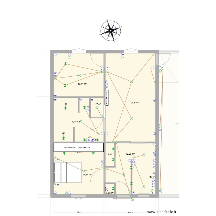 ossature bois gauche. Plan de 11 pièces et 119 m2