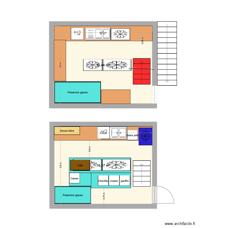 Plan intérieur cabanon. Plan de 2 pièces et 33 m2