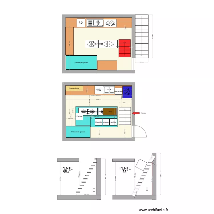 Plan int&eacute;rieur cabanon. Plan de 2  et 33 m²