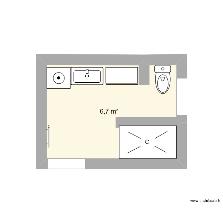 sdb. Plan de 1 pièce et 7 m2