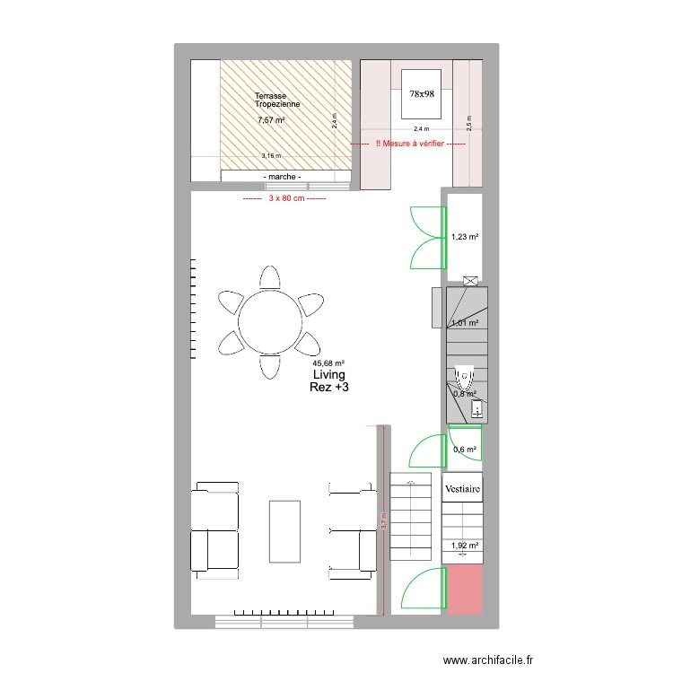 Marie José Rez 3 Permis 2025. Plan de 7 pièces et 59 m2