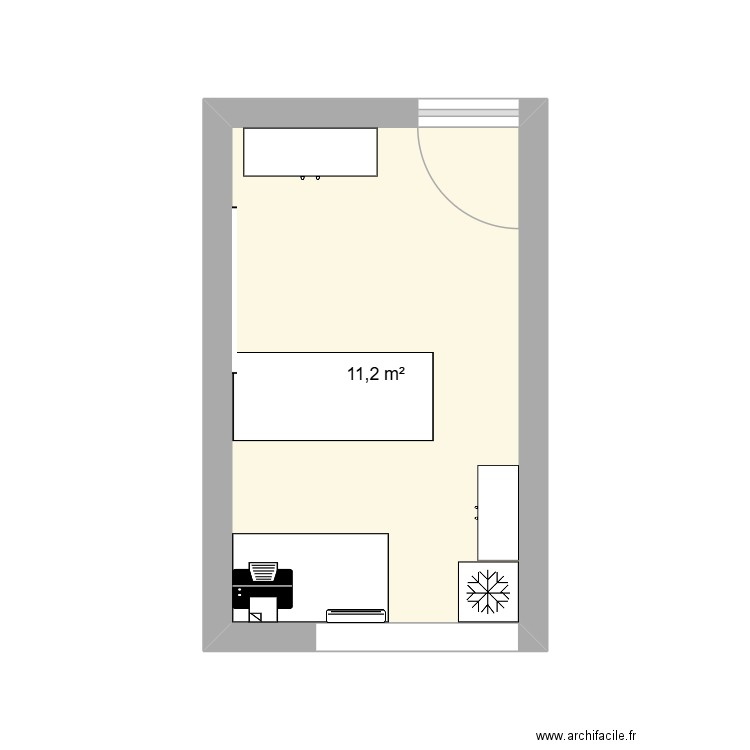 Bureau NA. Plan de 1 pièce et 11 m2