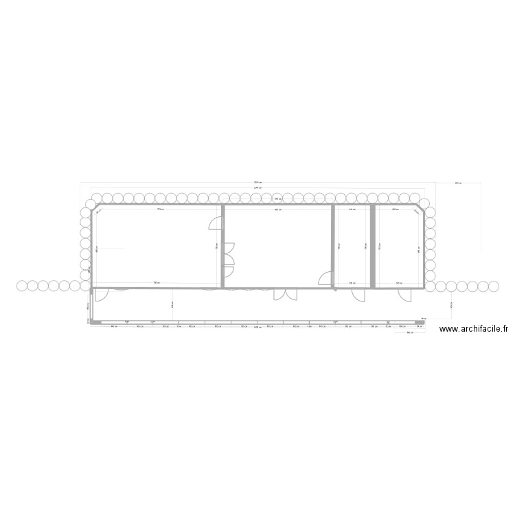 earthship projet 2 chambre + salle de sport. Plan de 3 pièces et 67 m2