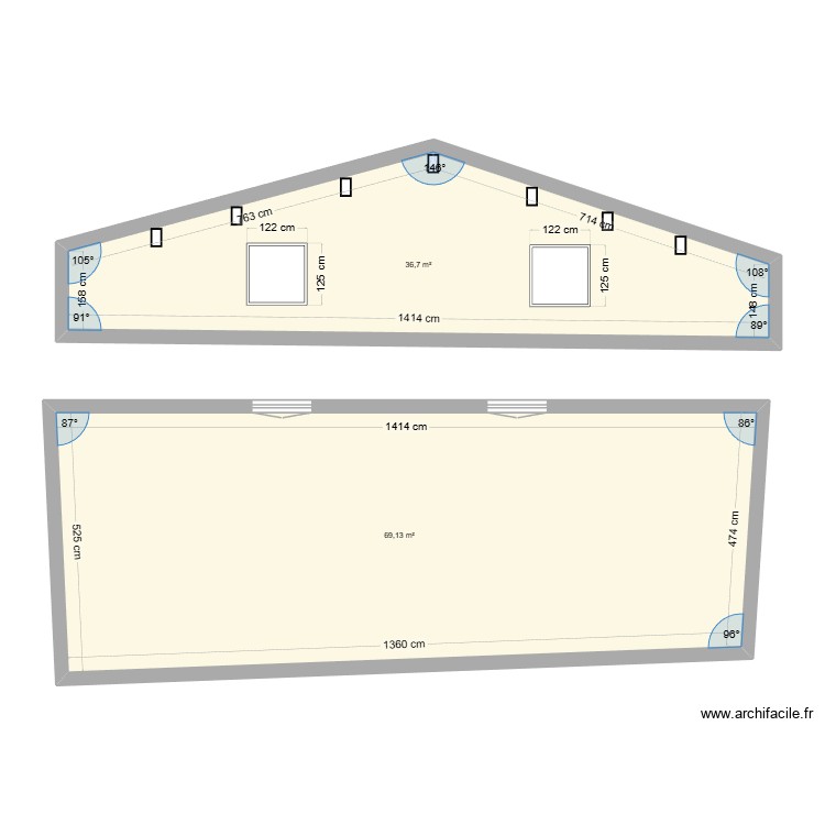 Plan de coupe &eacute;tage. Plan de 0 pièce et 0 m2