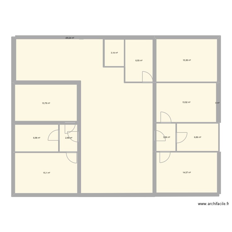 no1. Plan de 13 pièces et 104 m2