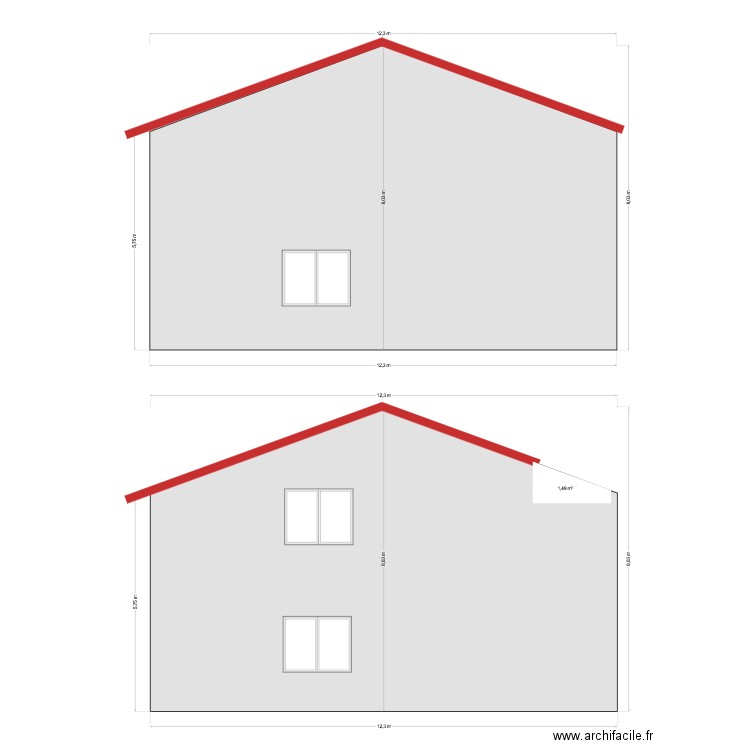façade ouest+ projet. Plan de 0 pièce et 0 m2
