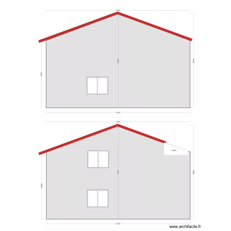 fa&ccedil;ade ouest+ projet. Plan de 