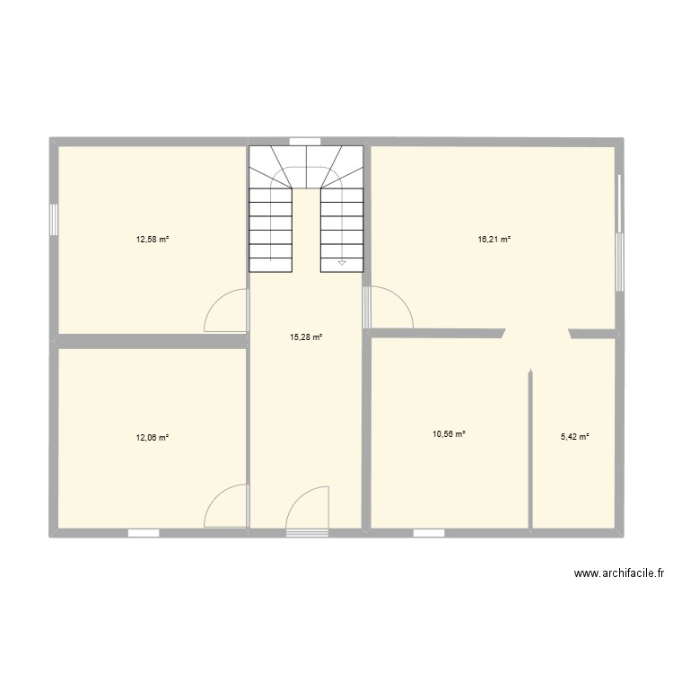 merle bas. Plan de 6 pièces et 72 m2
