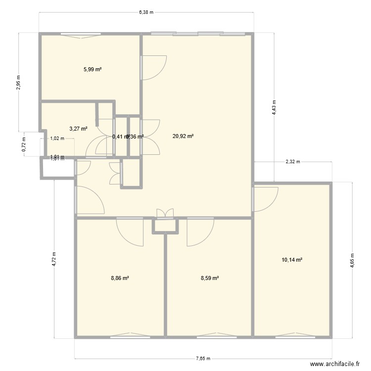 Maison 01. Plan de 8 pièces et 59 m2