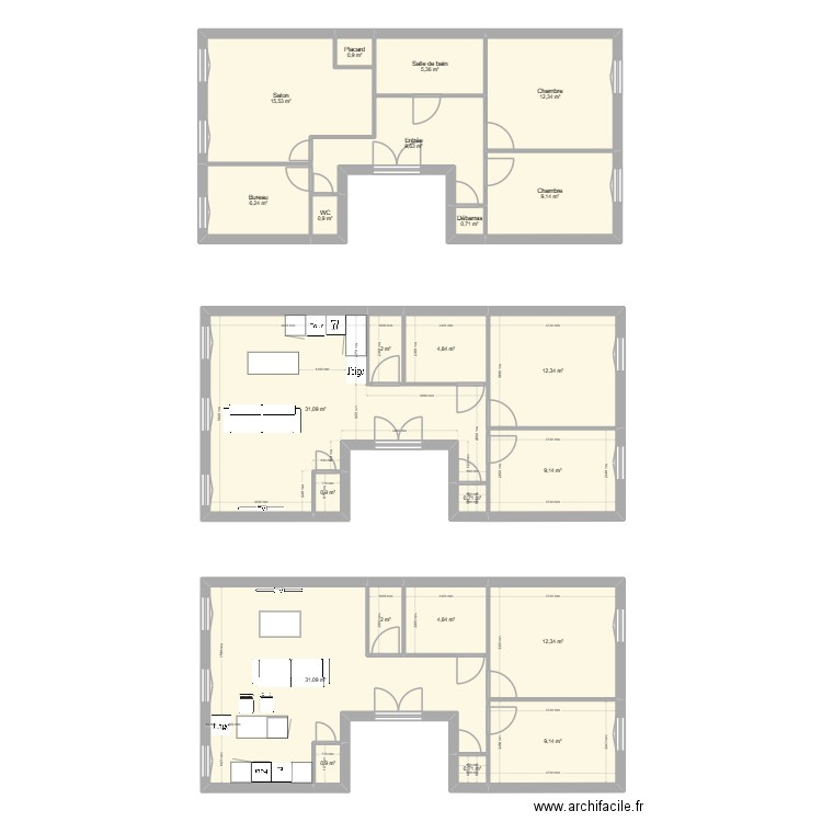 appart. Plan de 23 pièces et 183 m2