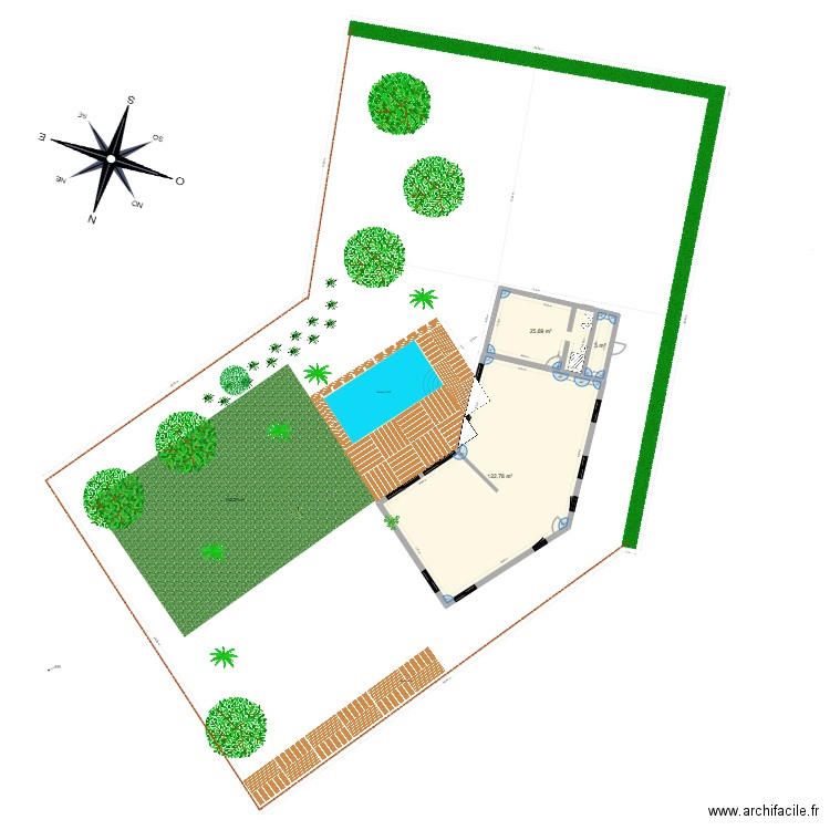 MAISON BISCA. Plan de 3 pièces et 154 m2