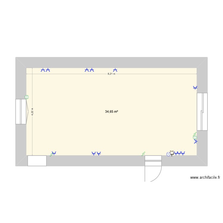 judreville. Plan de 1 pièce et 35 m2