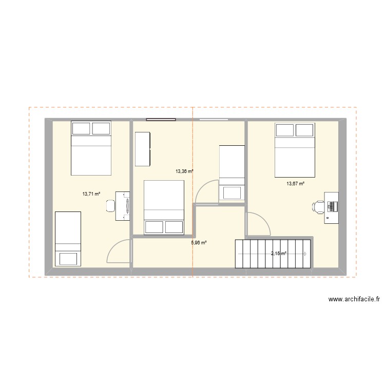 etage soulac. Plan de 5 pièces et 49 m2